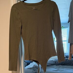 nuuds Olive Green Long-Sleeve Crew Neck Bodysuit